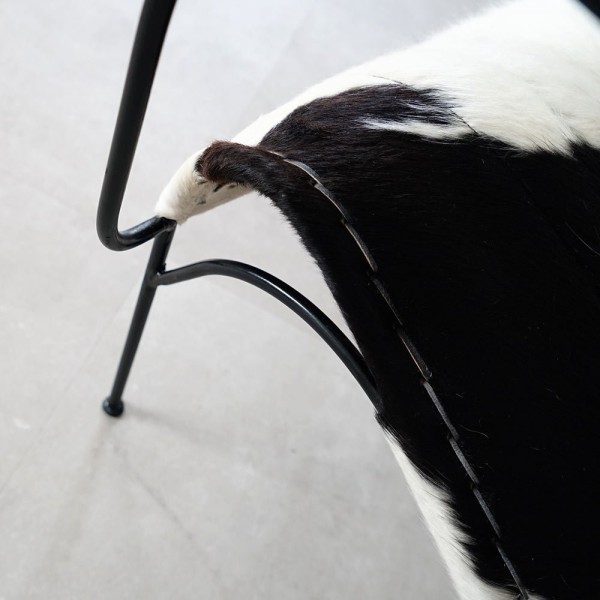 Fauteuil en cuir véritable noir/blanc