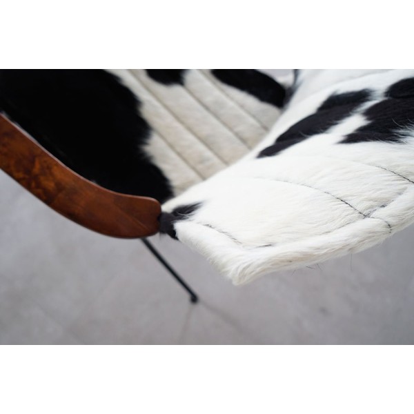 Fauteuil en cuir véritable noir/blanc