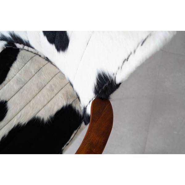 Fauteuil en cuir véritable noir/blanc