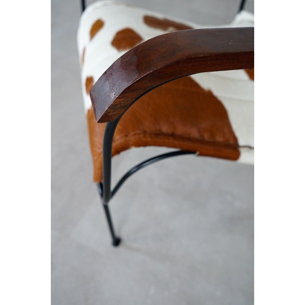 Fauteuil en cuir de vache véritable brun/blanc