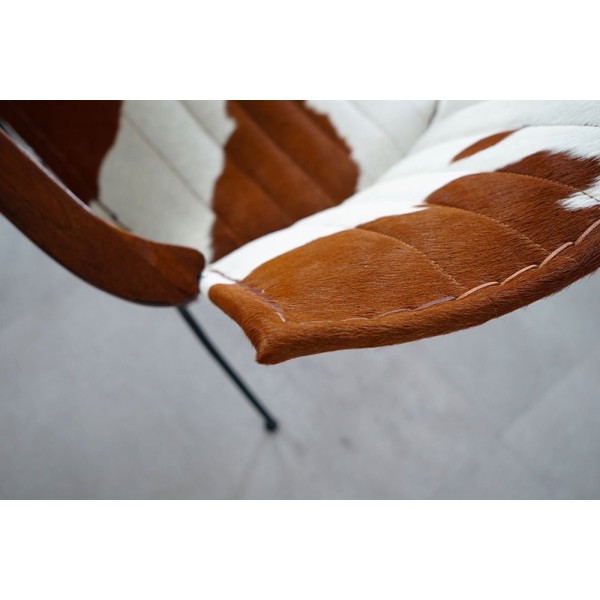 Fauteuil en cuir de vache véritable brun/blanc
