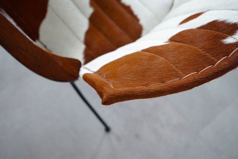Fauteuil en peau de vache véritable brun/blanc