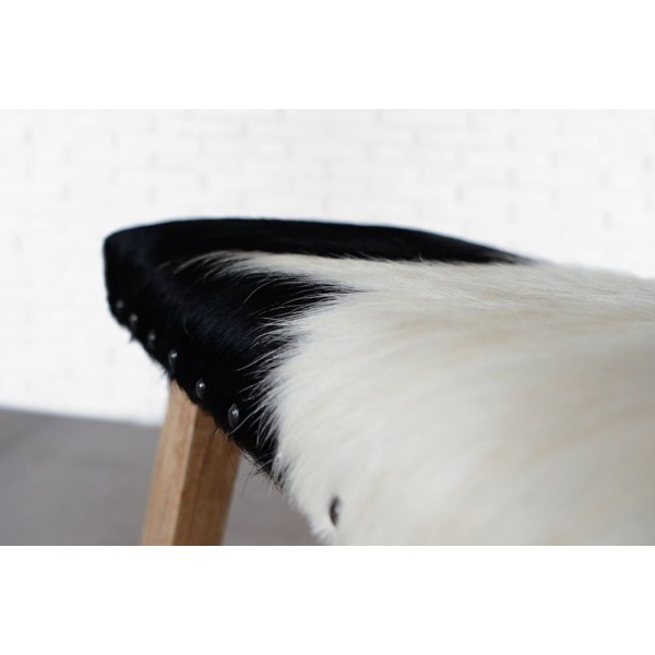 Banc en cuir véritable de vache noir/blanc