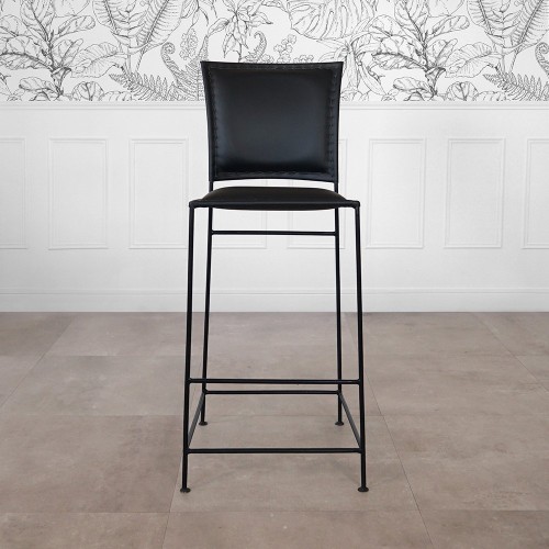 Chaise de bar en cuir métal Noir - Urban