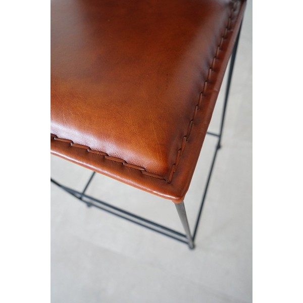 Chaise de bar en cuir métal Brune - Urban