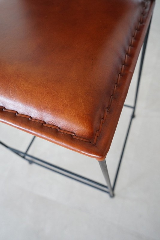 Chaise de bar en cuir et métal brune - Urban