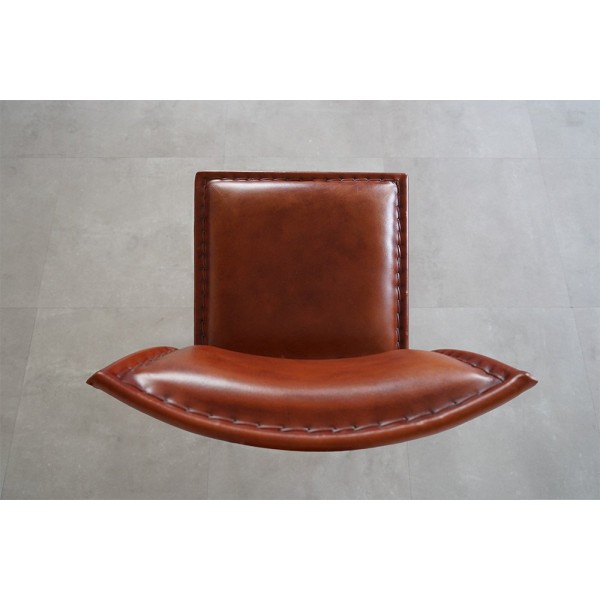 Chaise de bar en cuir métal Brune - Urban
