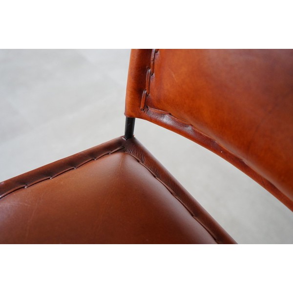 Chaise de bar en cuir métal Brune - Urban