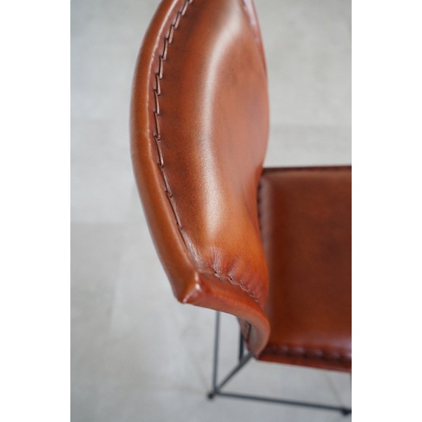Chaise de bar en cuir métal Brune - Urban
