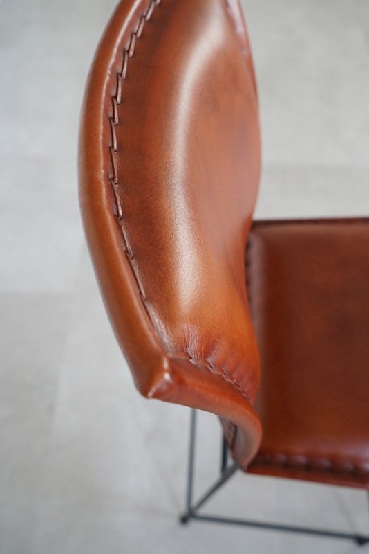 Chaise de bar en cuir et métal brune - Urban