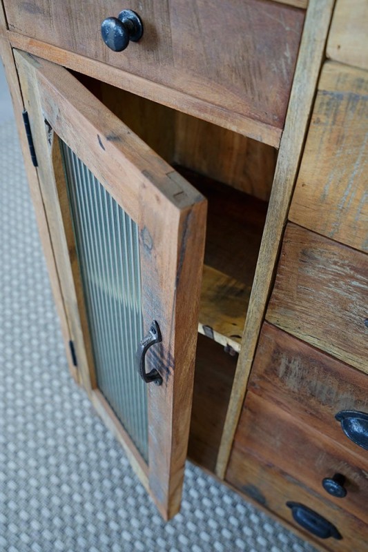 Meuble de rangement en bois massif recyclé