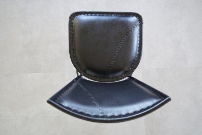 Chaise vintage metal et cuir noir SMART