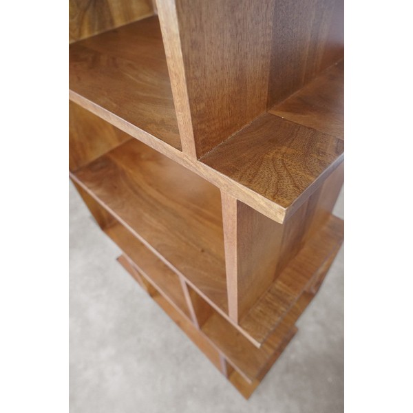 Bibliothèque En Bois Massif 100x24x100 Cm - 7 Compartiments, étagère De Rangement Pour Salon, Bureau, Chambre