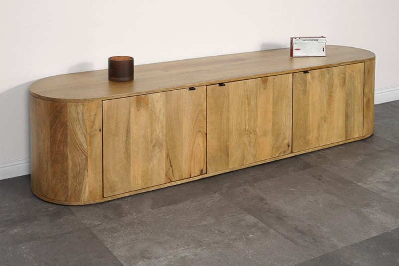 Meuble TV en bois massif 200 cm - Timea