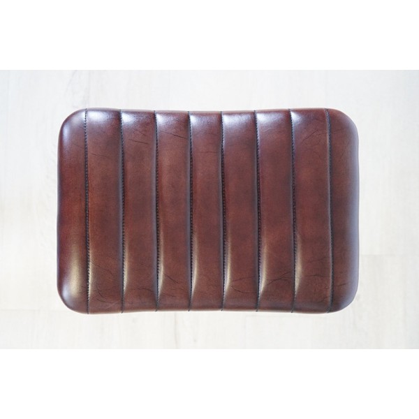 Tabouret haut en cuir naturel et métal