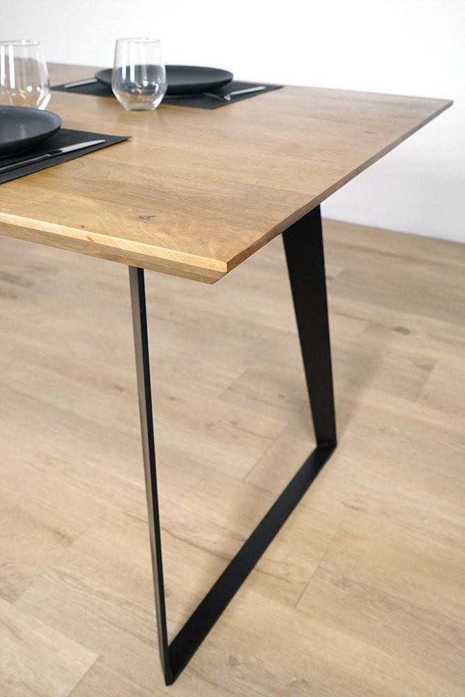 Table De Salle à Manger Bois Et Métal - 1m80 De Long - Parfaite Pour Cuisine Ou Salon