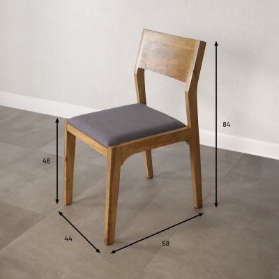 Chaise en bois naturel et tissu gris - Elegance