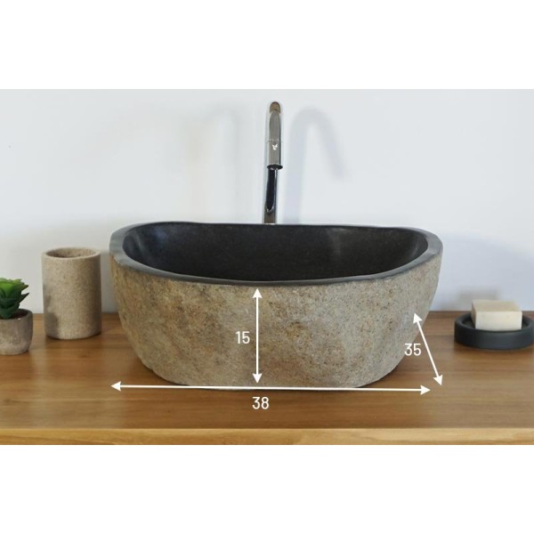 Vasque de salle bain à poser en pierre - River Stone