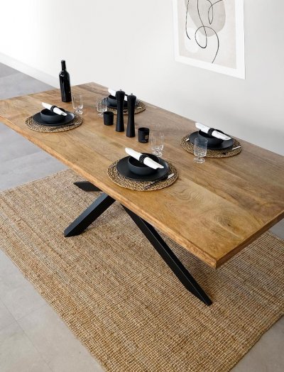 Table en bois massif et métal - Mikado