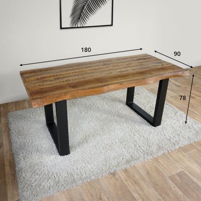 Table à manger bois massif avec pieds métal