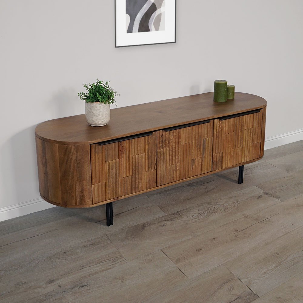 Meuble TV Bois massif d'acacia 110x30x40 cm Blanc | Leroy Merlin