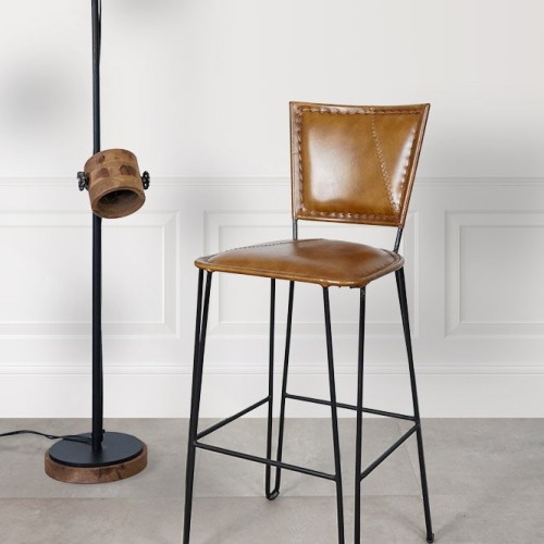 Chaise de bar vintage métal et cuir SMART