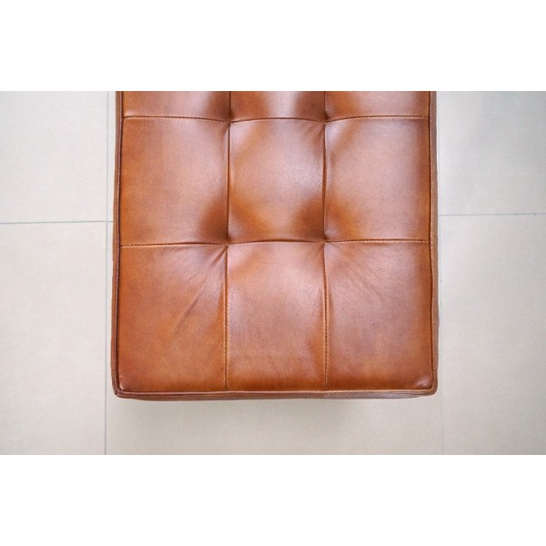 Banc en bois et cuir naturel