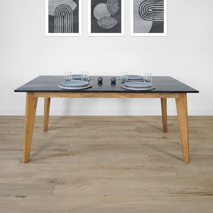 Table en bois massif avec plateau en marbre - Jade