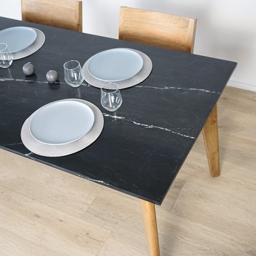 Table en bois massif avec plateau en marbre - Jade
