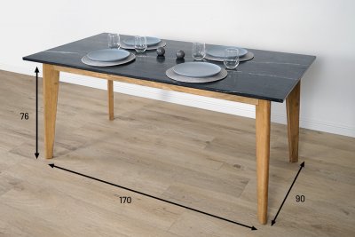 Table en bois massif avec plateau en marbre - Jade