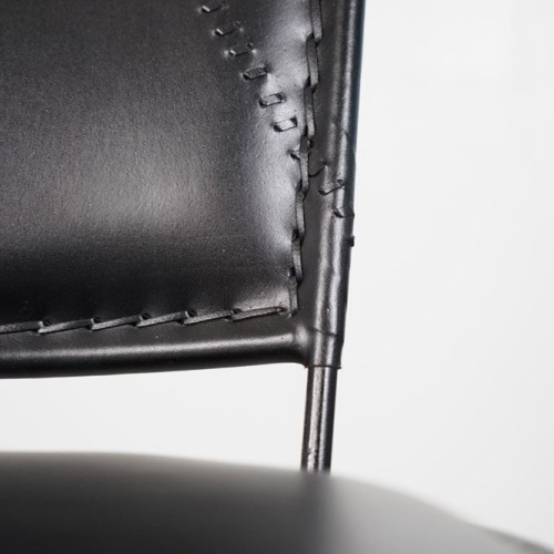 Chaise haute de cuisine vintage métal et cuir SMART noire