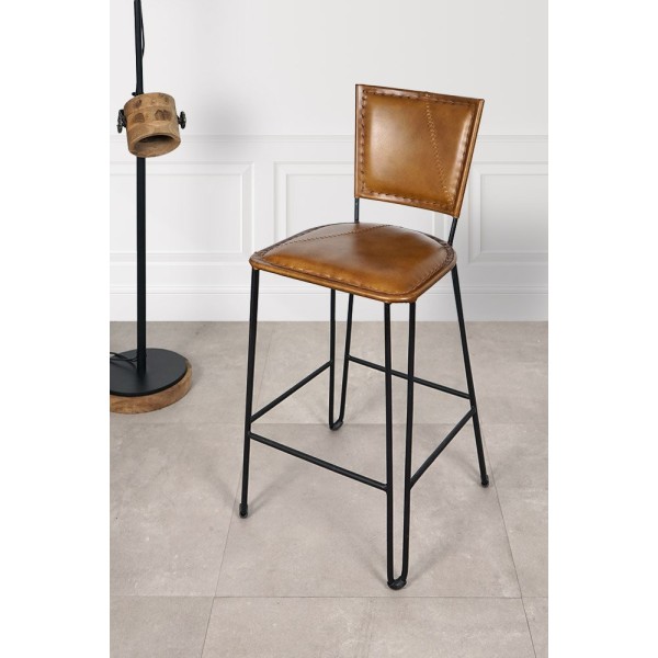 Chaise de cuisine vintage métal et cuir SMART