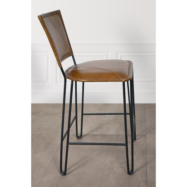 Chaise de cuisine vintage métal et cuir SMART