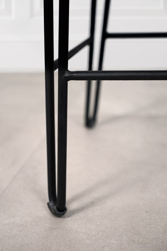 Chaise haute de cuisine vintage métal et cuir - Smart