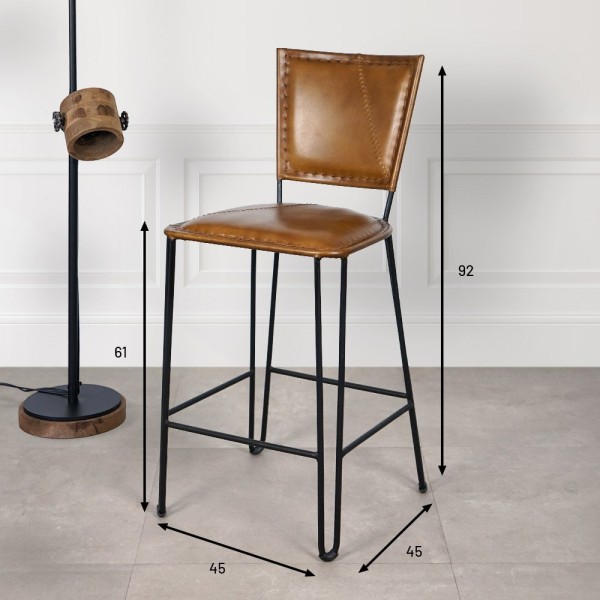 Chaise de cuisine vintage métal et cuir SMART