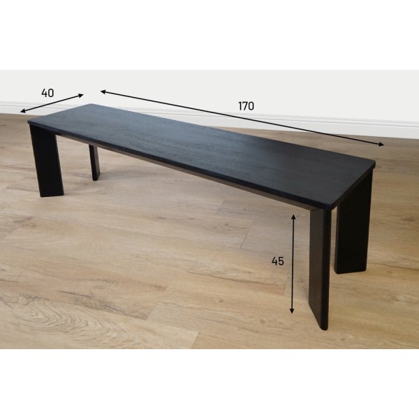 Banc en bois massif noir - Selena