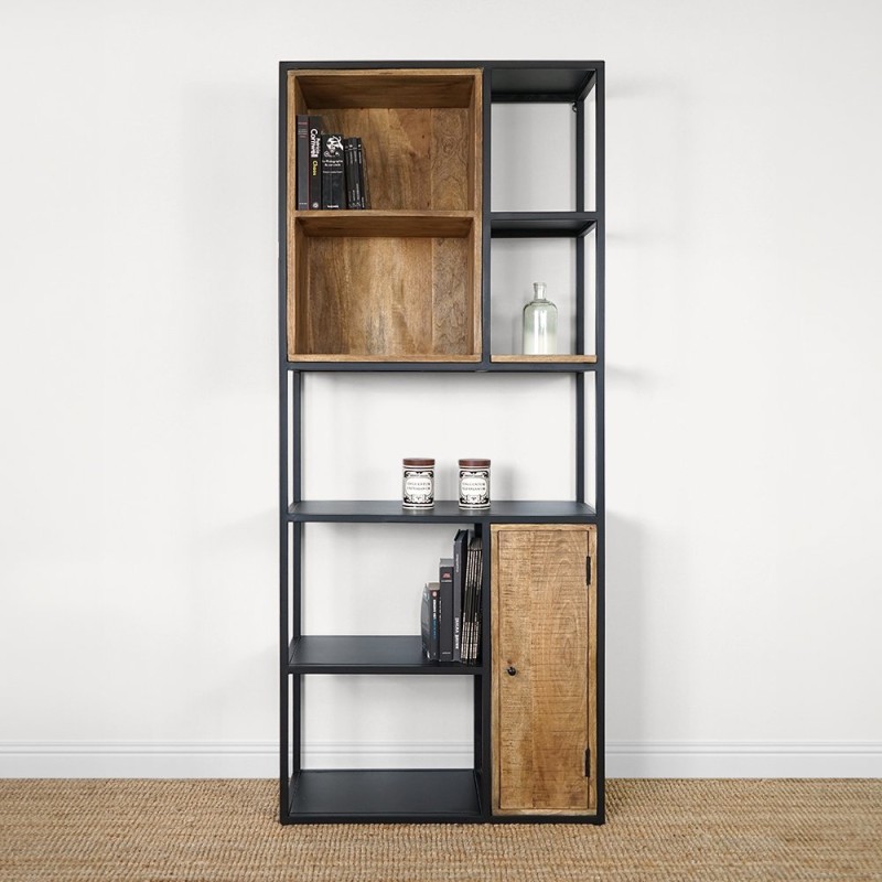 Bibliothèque étagère en métal et bois naturel 80cm - Diane