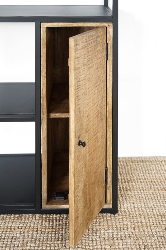 Bibliothèque étagère en métal et bois naturel 80cm - Diane
