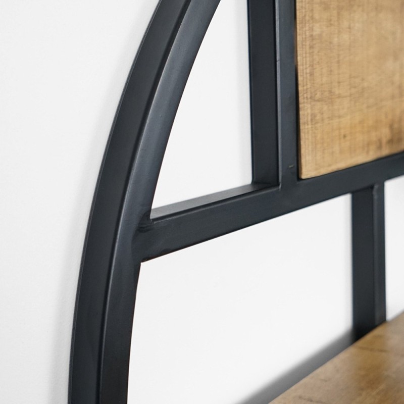 Etagère ronde industrielle en métal et bois