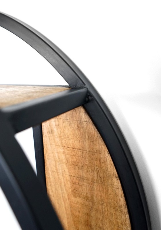 Etagère industrielle ronde bois et métal