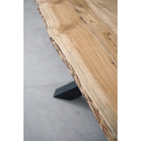 Table basse avec plateau en bois massif à bord naturel - Mikado