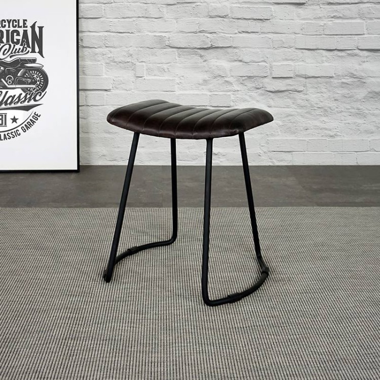 Tabouret d’appoint cuir marron - Scrambler