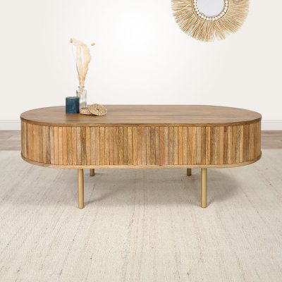 Table basse en bois massif avec pieds en laiton - Unami