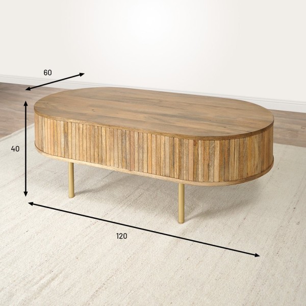 Table basse en bois massif avec pieds en laiton - Unami