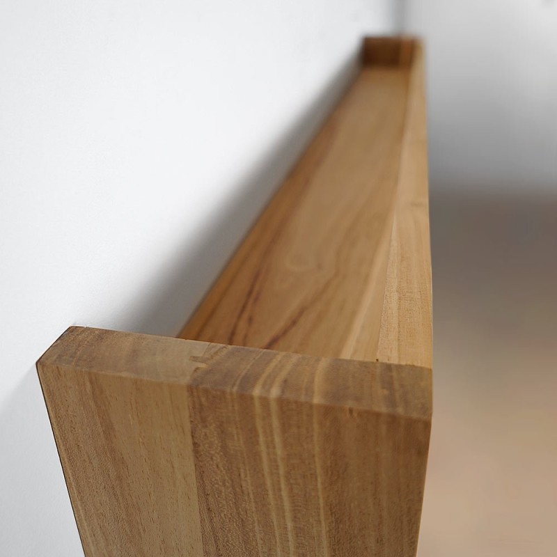 Miroir rectangulaire 120 cm cadre en teck massif avec emplacement lampes