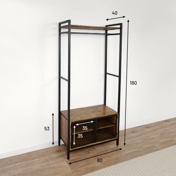 Etagère avec armoire à porte ajourée