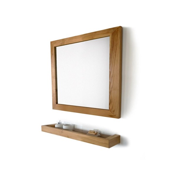 Miroir carré 70 cm cadre en teck massif