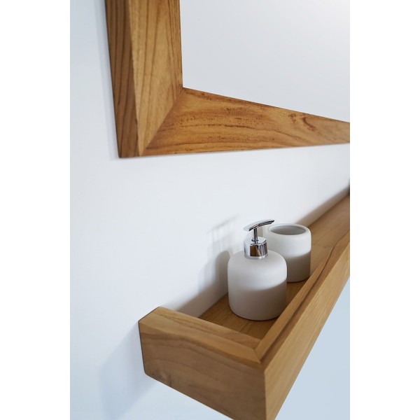 Miroir carré 70 cm cadre en teck massif