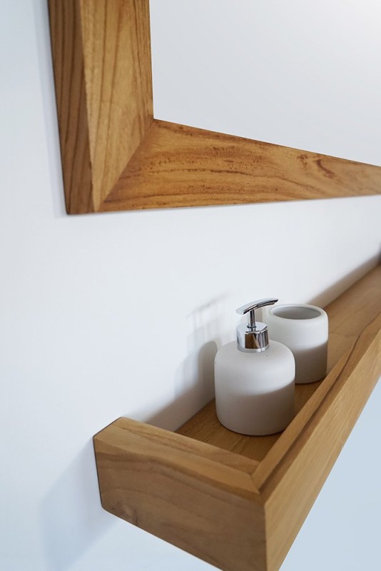 Miroir carré 70 cm cadre en teck massif
