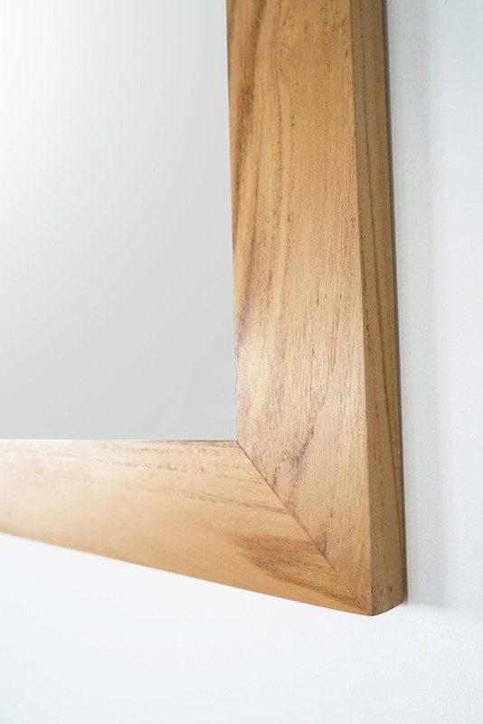 Miroir carré 70 cm cadre en teck massif